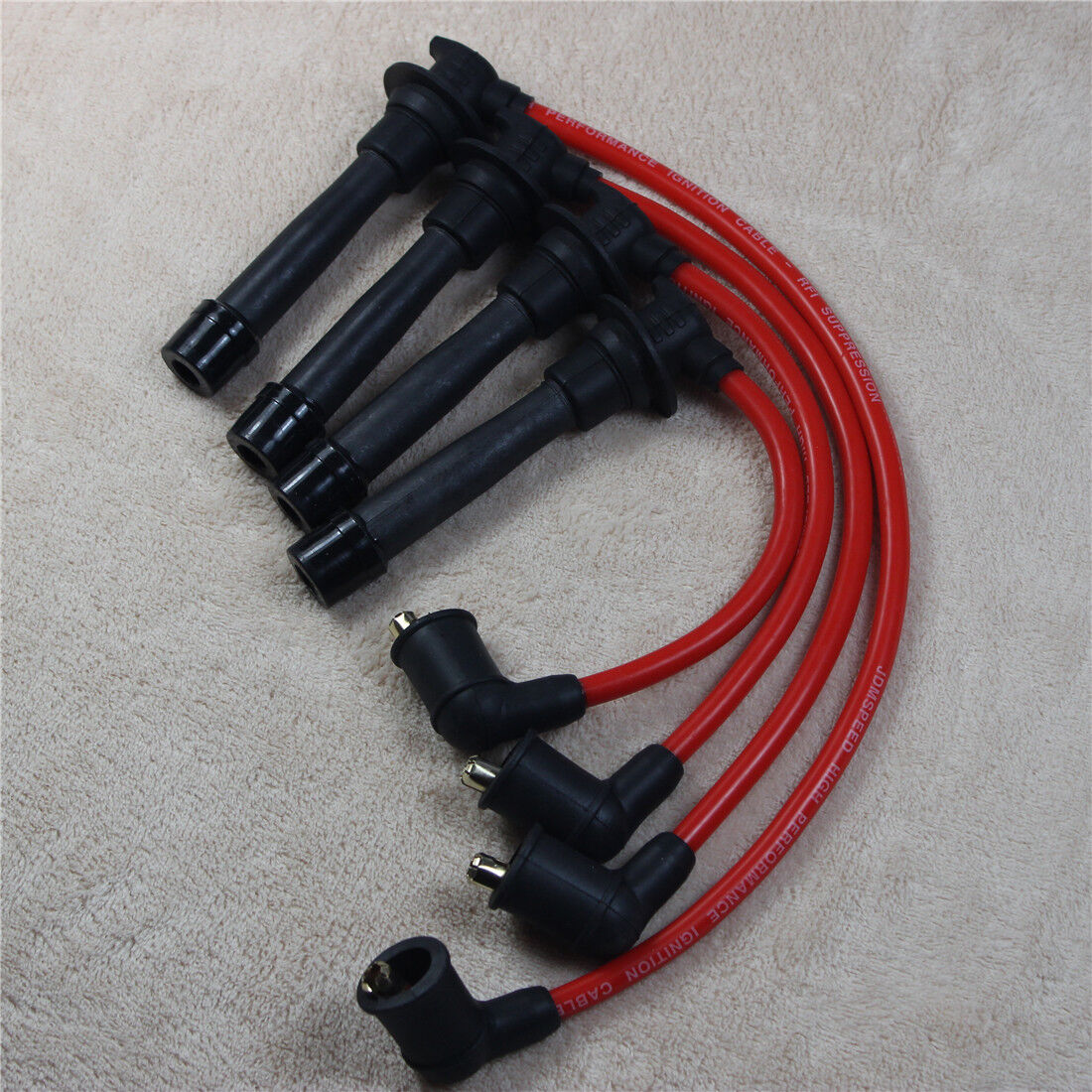 Red JDMSPEED Ignition Spark Plug Wires Set FOR 1990-00 Mazda Miata 1.6L 1.8L