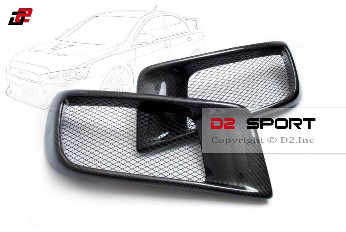 Carbon Fiber Dual Air Intake R Style Front Bumper Ducts fits Evolution X EVO 10