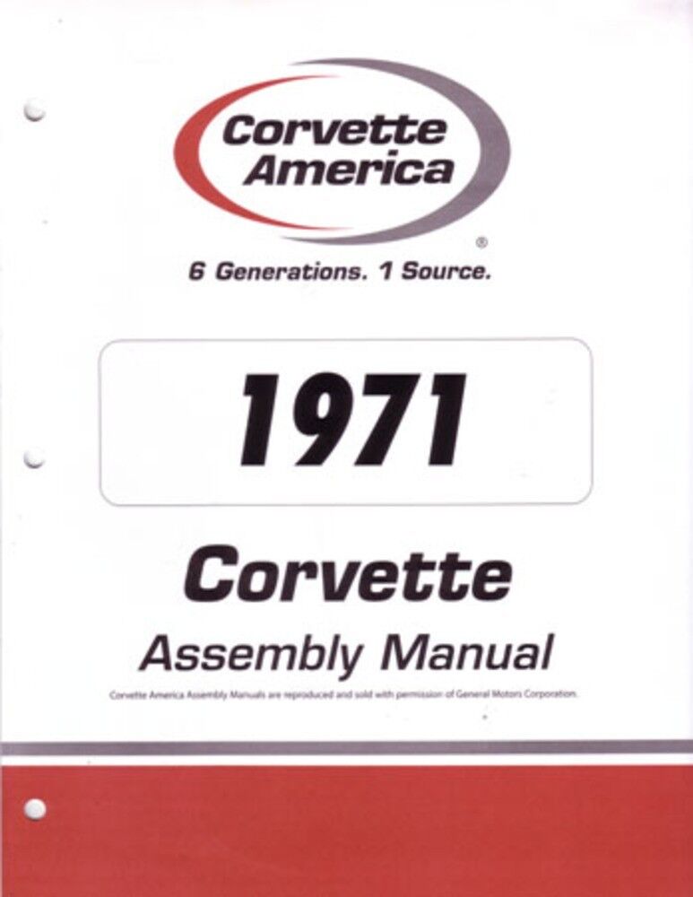 1971 Chevrolet Corvette Assembly Manual Book Rebuild Instructions Illustrations