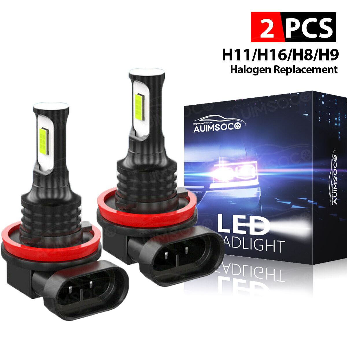 H11 LED Headlight Super Bright Bulbs Kit 6000K White 330000LM HIGH/LOW Beam