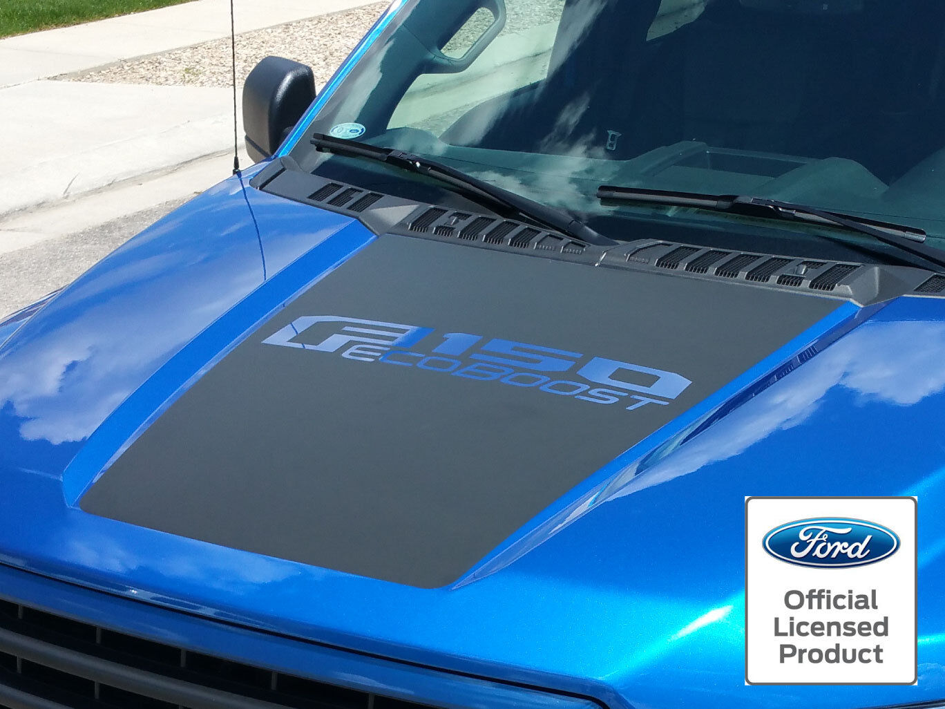 2015-2016 New Ford F-150 Hood Stripe W/ F150 Ecoboost Logo Vinyl Sticker Graphic