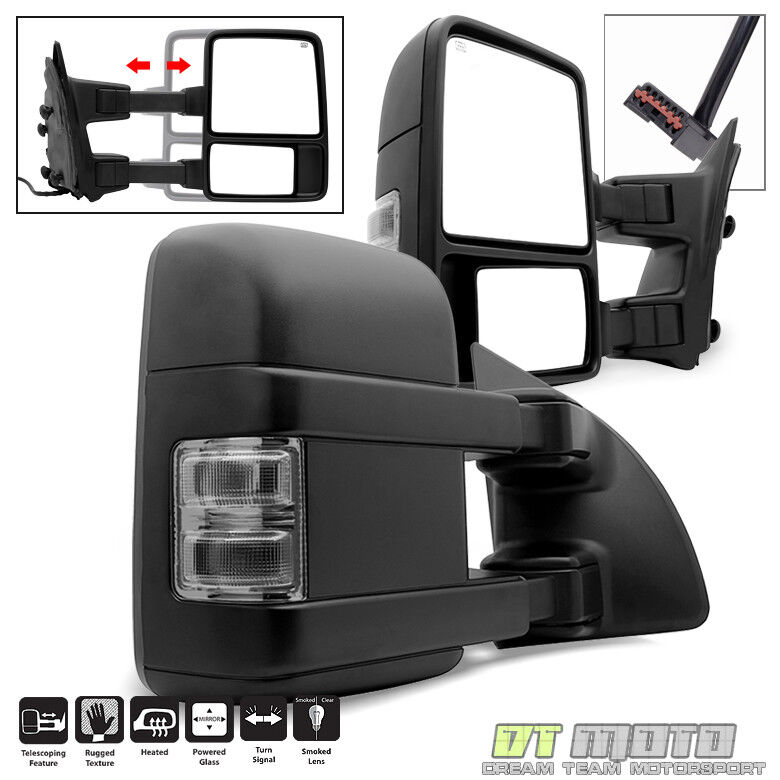 <08 Style> SMOKE 99-07 Ford F250 F350 SuperDuty Power+Heated+Signal Tow Mirrors
