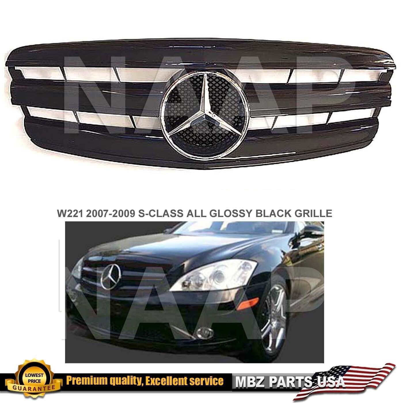 S63 AMG Grille S-Class All Black Gloss Star Emblem S550 S350 W221 2007 2008 2009