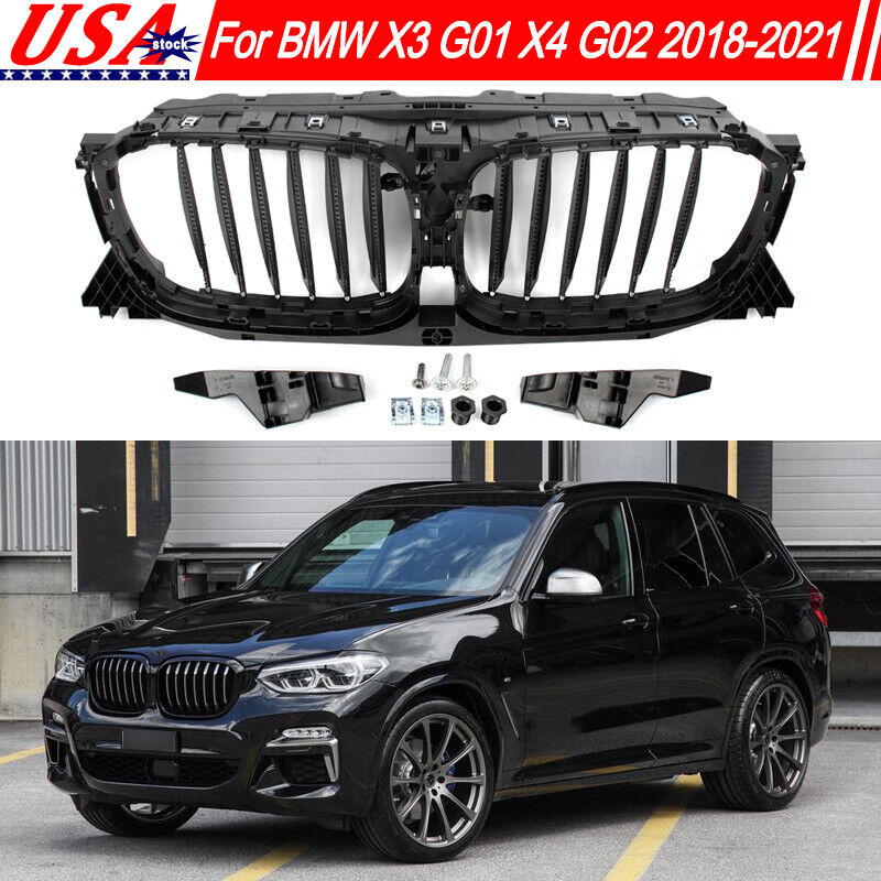 For BMW X3 G01 X4 G02 2018-2021 Front Upper Radiator Grill Air Shutter W/ Motor