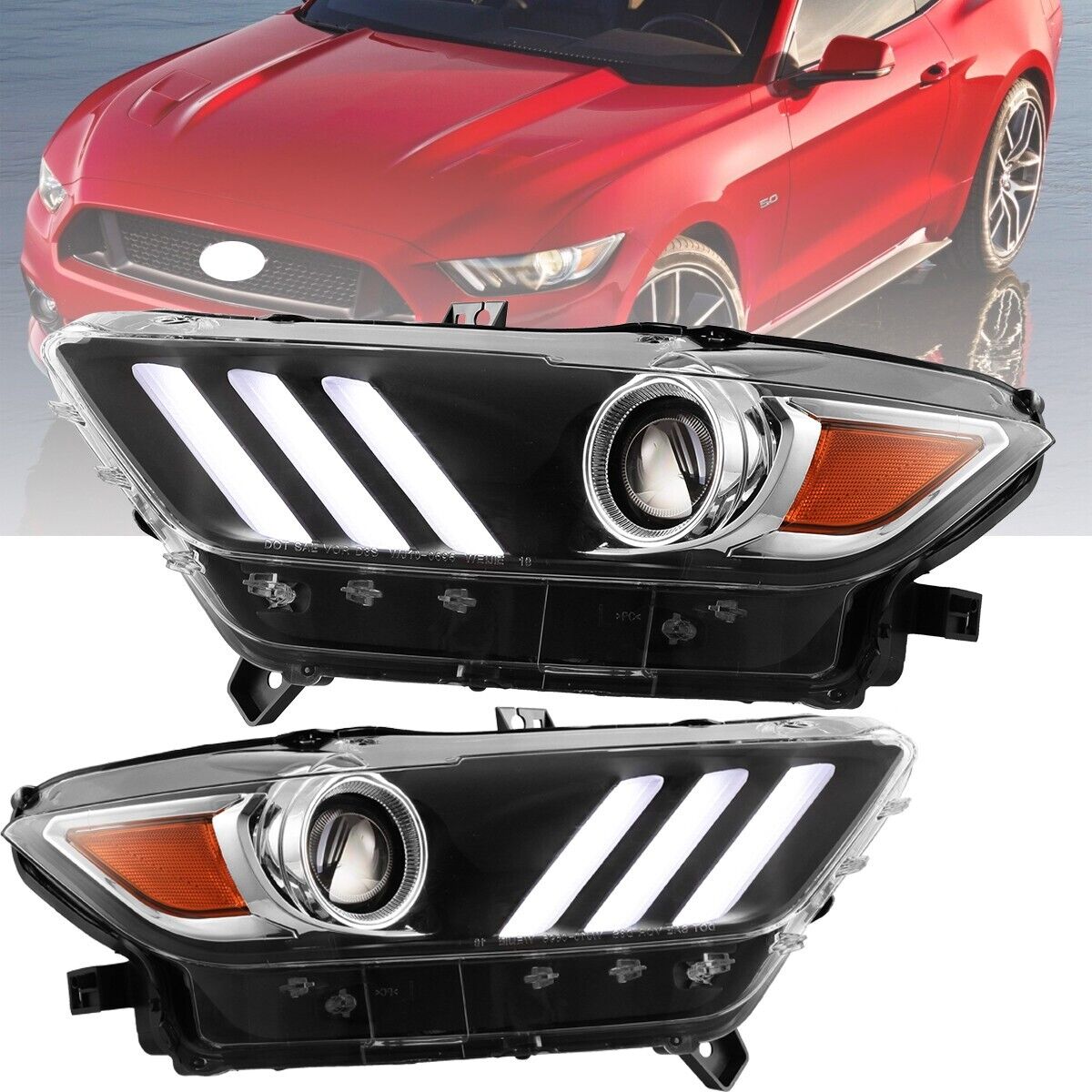 Headlights For 2015-2017 Ford Mustang Shelby 2016-2020 GT350 2020-2022 GT500