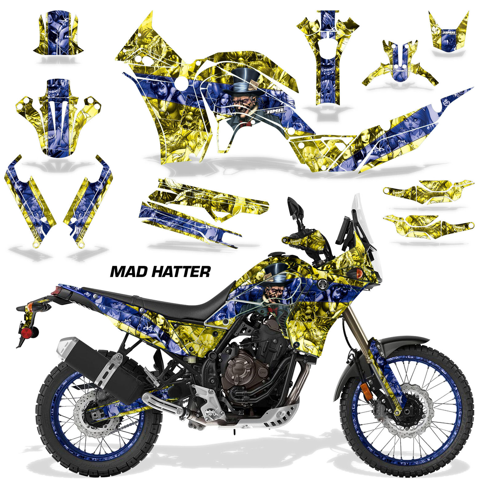 Street Bike Graphics Kit Decals For Yamaha Tenere 700 2018-2022 Mad Hatter BY