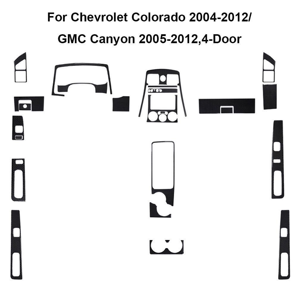 25Pcs For Colorado/Canyon 4-Door Carbon Fiber Full Interior Kit Cover Trim