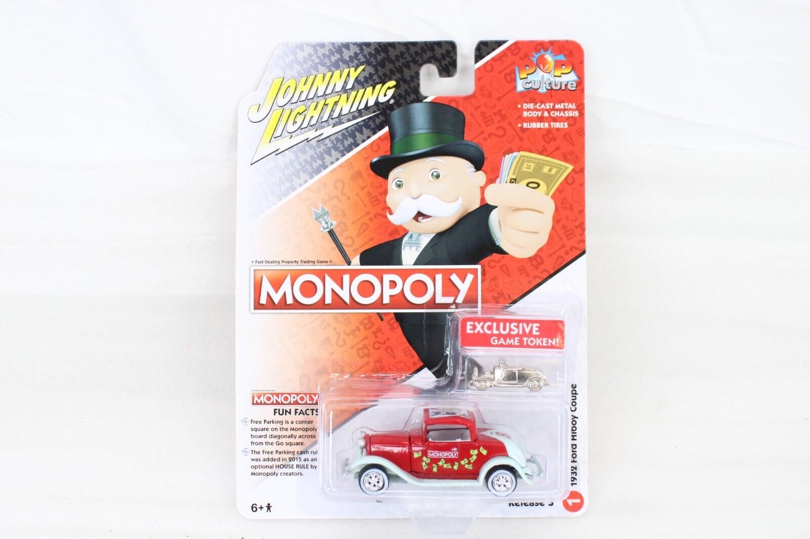 2022 JOHNNY LIGHTNING POP CULTURE MONOPOLY 1932 FORD HIBOY COUPE & Game Piece