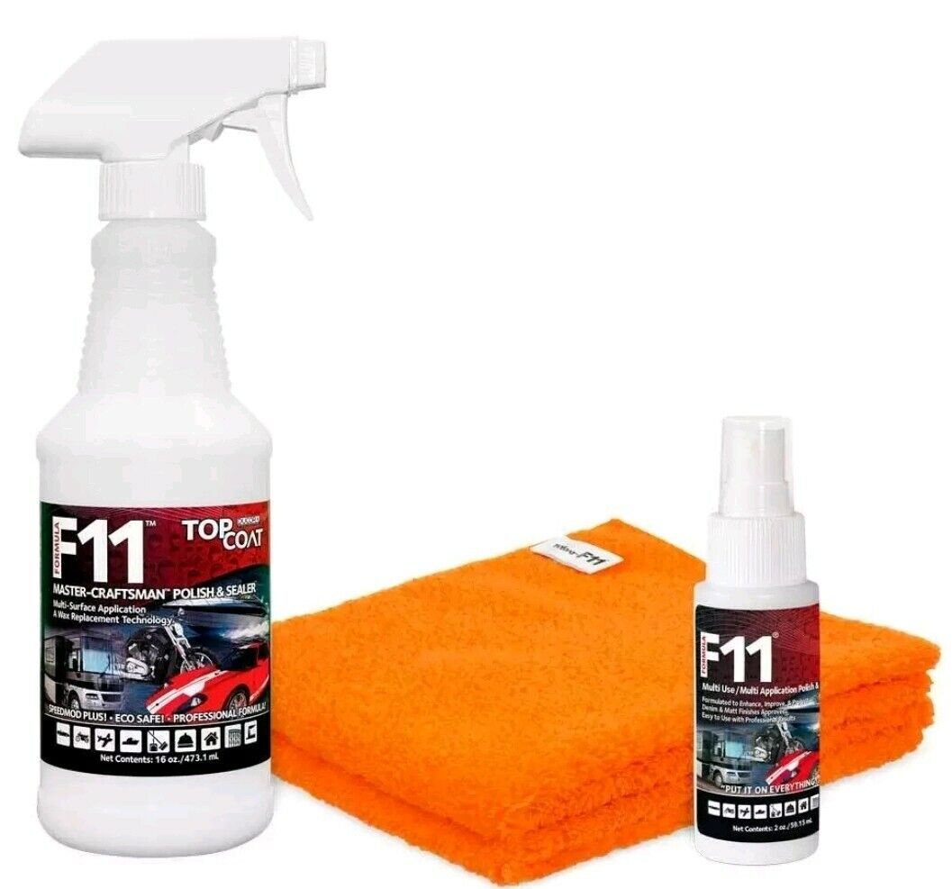 F11 TopCoat Master-Craftsman Polish & Sealer-16 oz & 2oz  & 2 microfiber towels