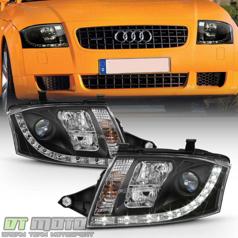 Black 1999-2006 Audi TT Quattro Projector Headlights w/LED Daytime Running Lamps