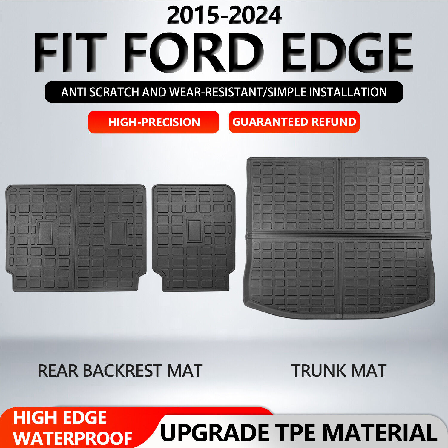 For 2015-2024 Ford Edge 5-Seater Floor Mats Cargo Trunk Liners Backrest Mats