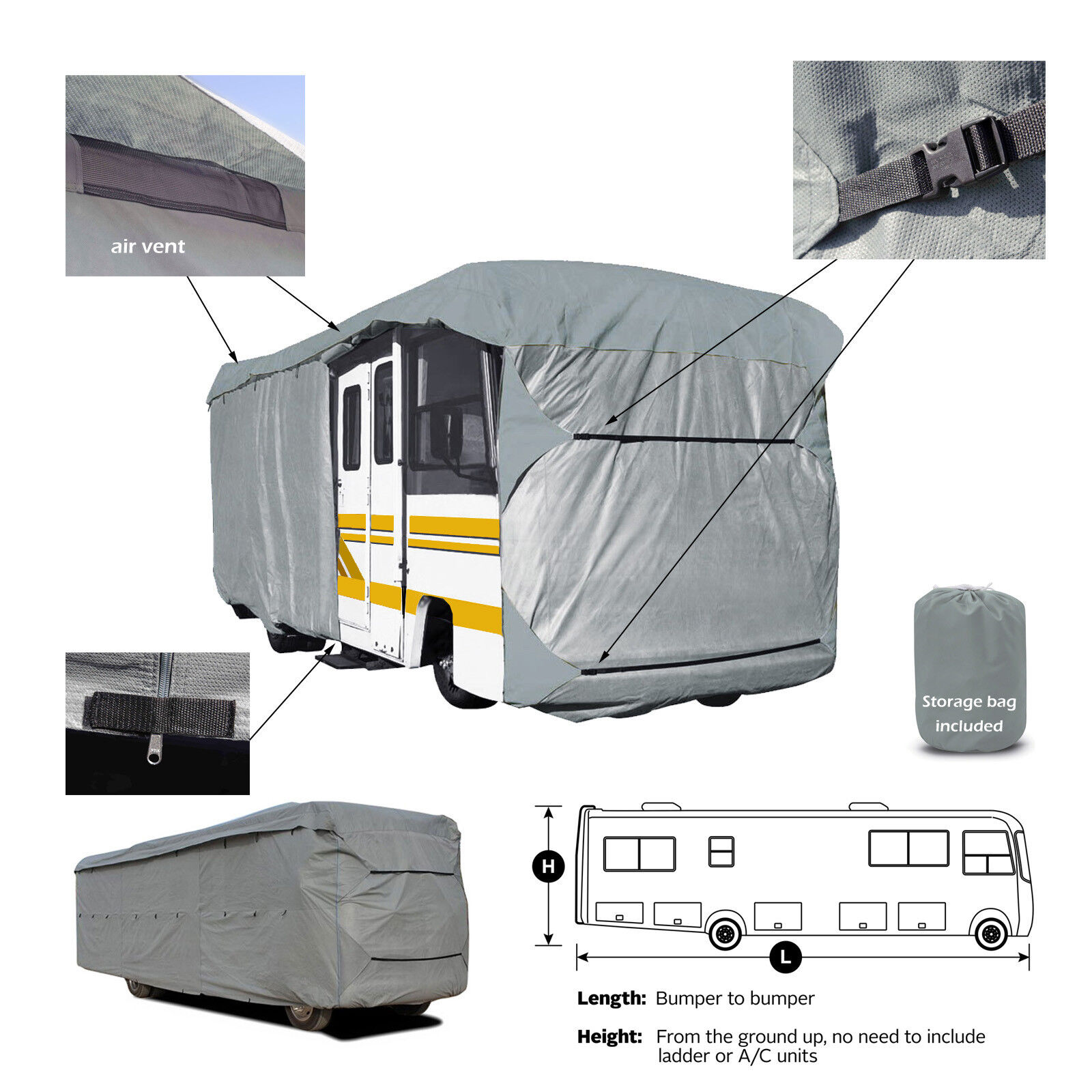 Thor Hurricane 29M Deluxe 4-Layer Class A RV Motorhome Storage Cover