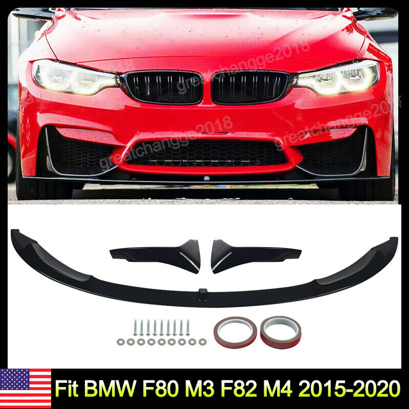 For 2015-20 BMW M3 F80 M4 F82 F83 MP Style Gloss Black Front Bumper Lip Splitter