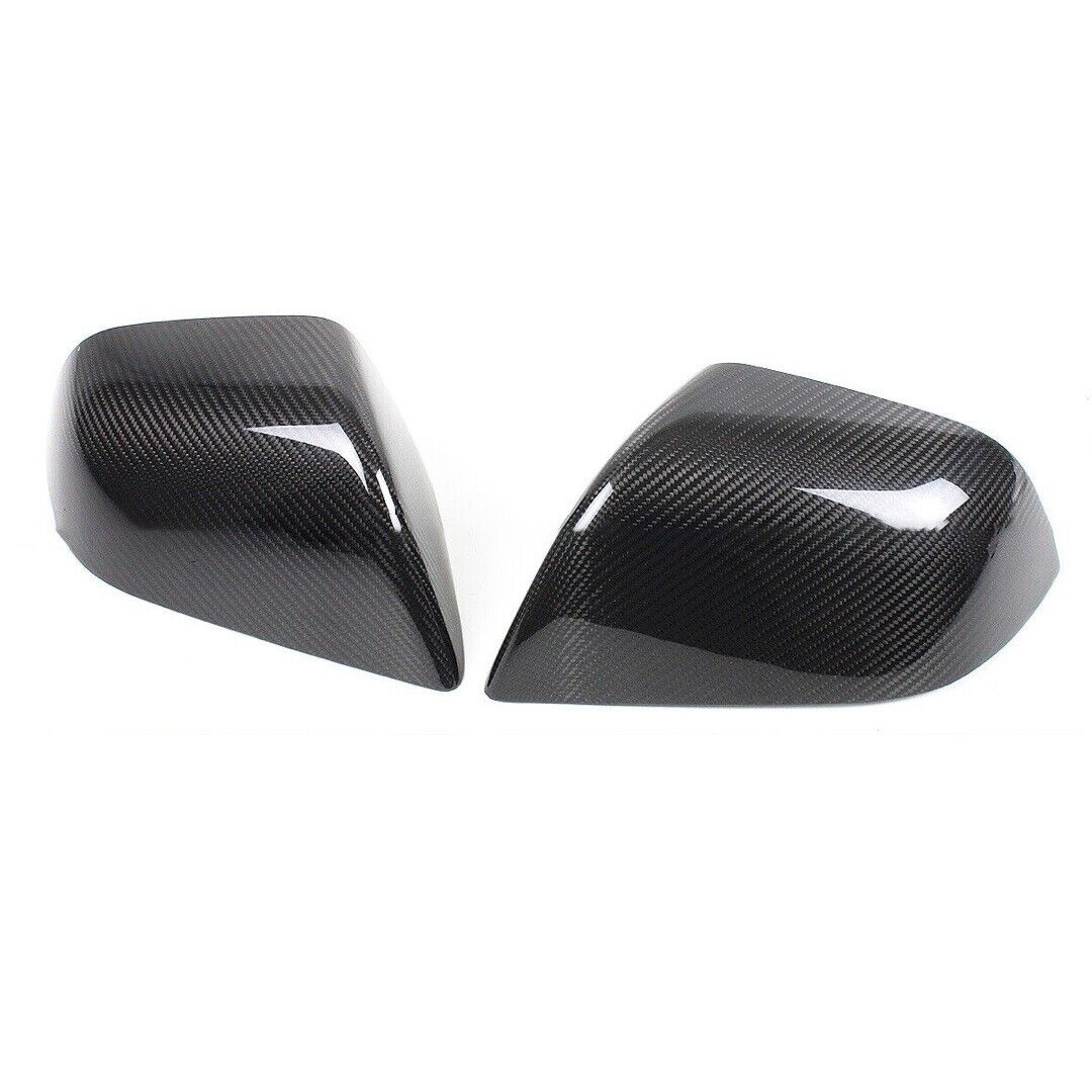 Real Glossy Carbon Fiber Rear View Mirror Cover Cap Fit Tesla Model Y 2020 2022 