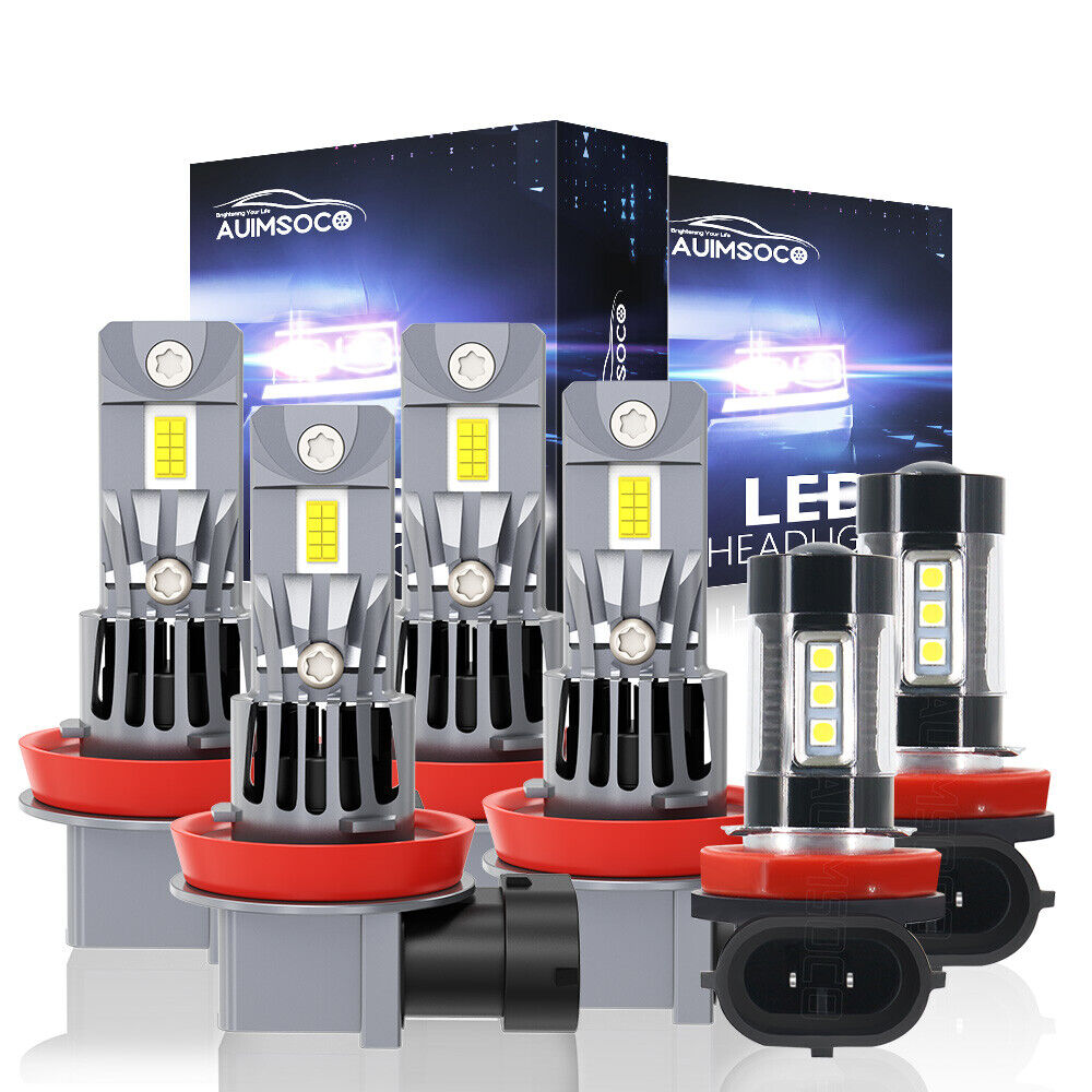 6Pcs LED Headlight Hi/Lo + Fog Lights Bulbs 10000K For Nissan Rogue 2014-2020