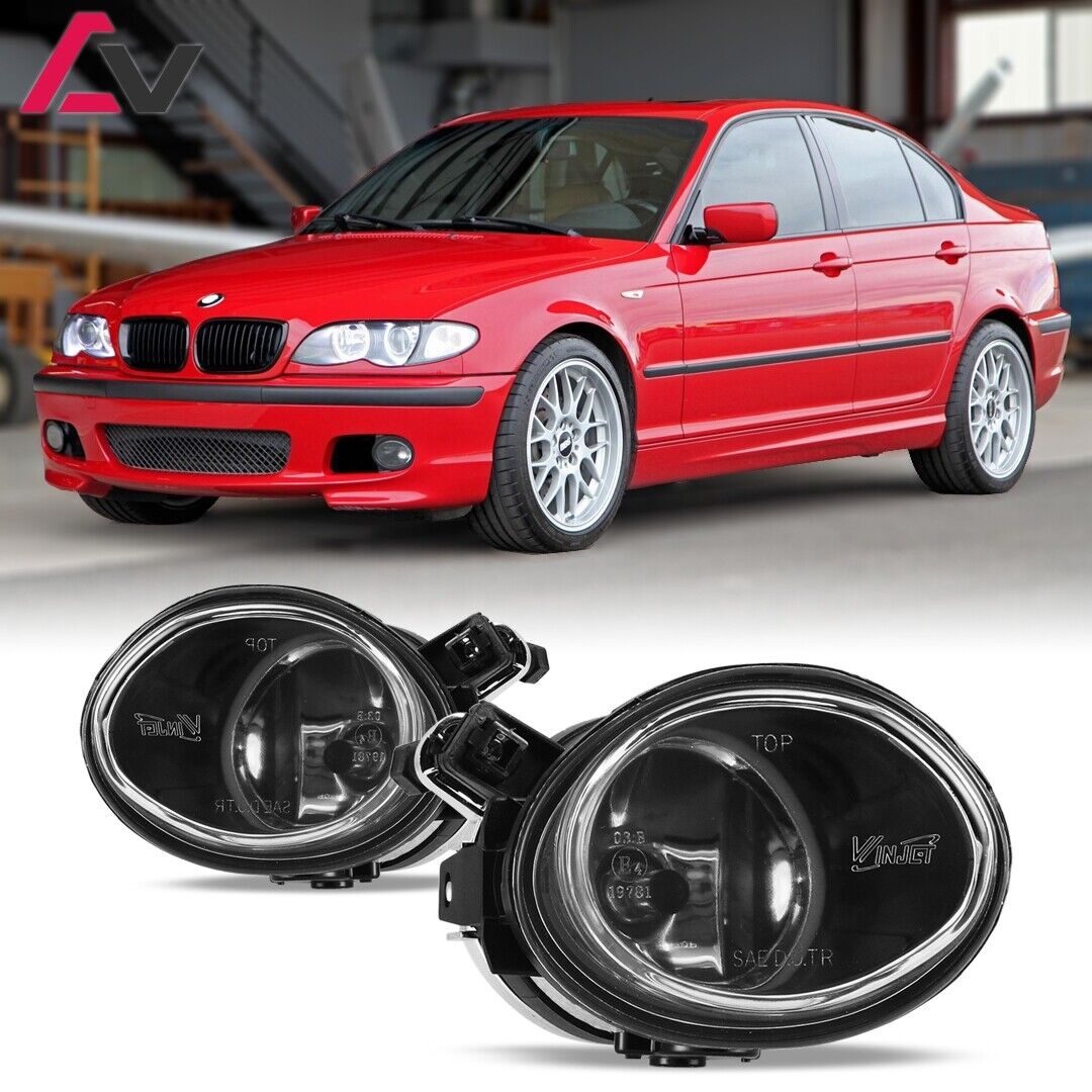 For BMW E46 2001-2006 Clear Lens Pair Bumper Fog Lights Replacement Bulb Lamps