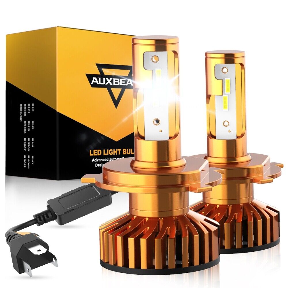 Auxbeam Hi-Lo H4 HB2 9003 LED Headlight Bulbs 52W 10000LM 6500K Turbo Lamps Kit