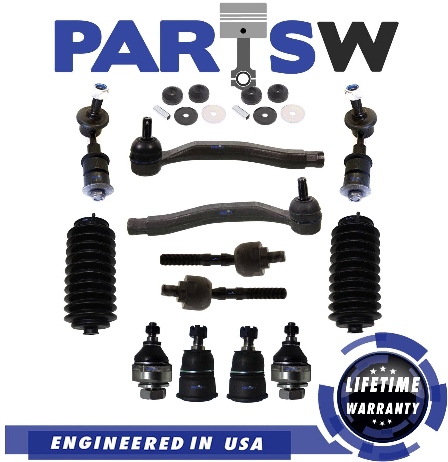 14 Pc Suspension Kit for Honda Prelude 1992-1996 All Models Tie Rods,Sway Bar