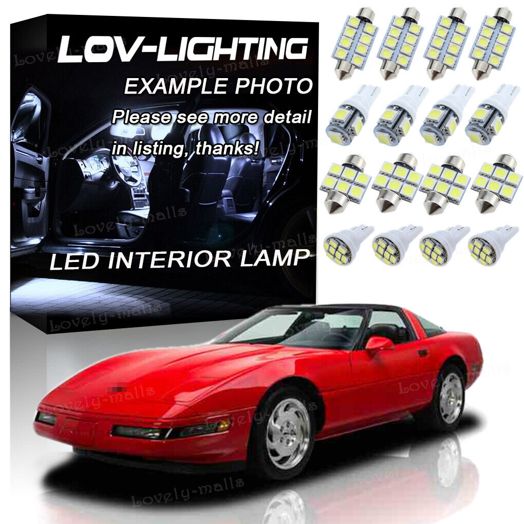 For 1993-1996 Chevrolet Corvette C4 White Interior LED Lights Package Kit 25pcs
