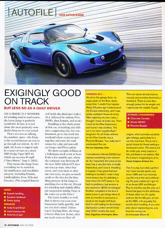 2006 Lotus Exige - Road Test -  Classic Article A51-B