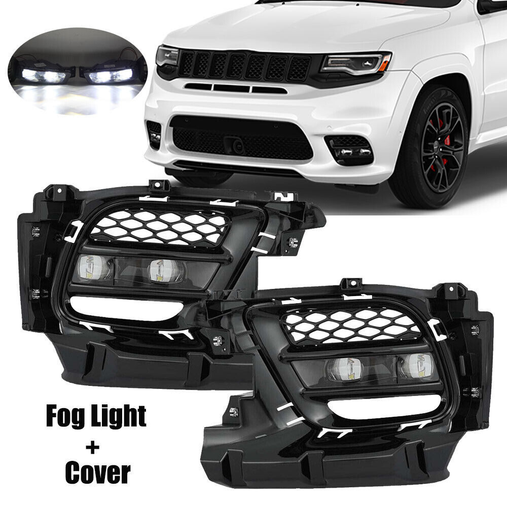 4PCS LED Fog Light Lamps W/ Covers Bezel For Jeep Grand Cherokee 2017-2022 LH&RH