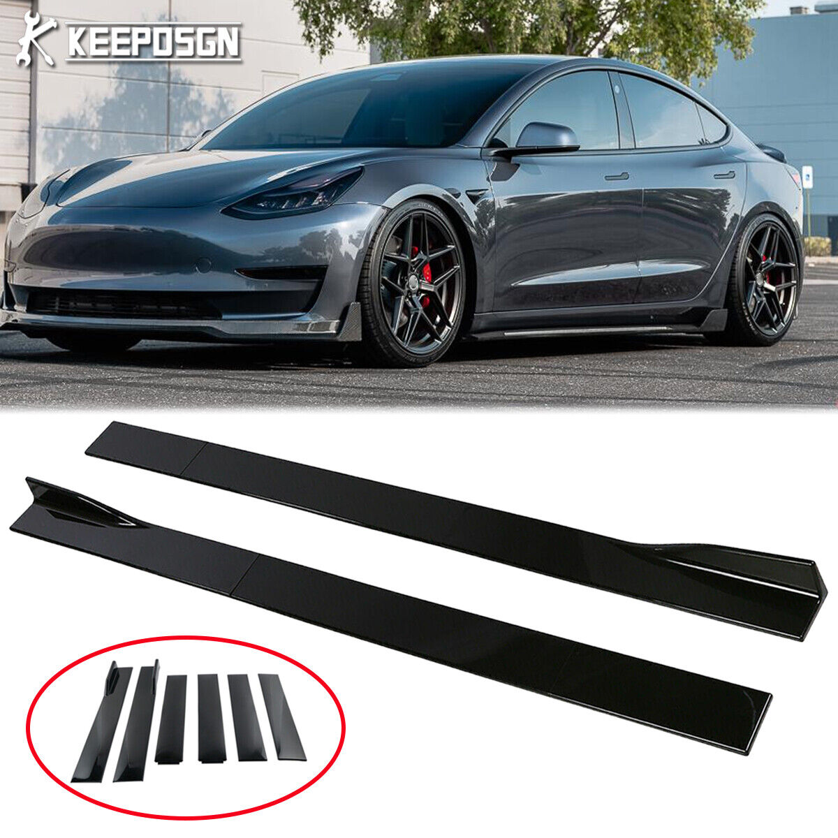 78.7\'\' Gloss Side Skirts Extension Rocker Panel Lips For Tesla Model 3 S X Y