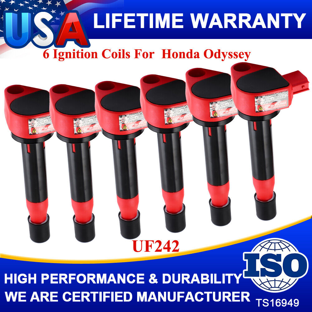 Performance Ignition Coil 6PCS for Acura CL RL TL/ Honda Accord Odyssey V6, Red