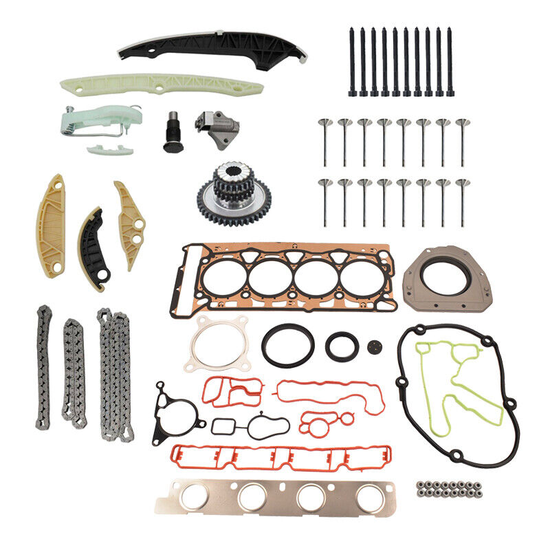 For Audi VW 2.0 TSI Jetta Timing Chain Head Gasket Set Intake Exhaust Valves Kit
