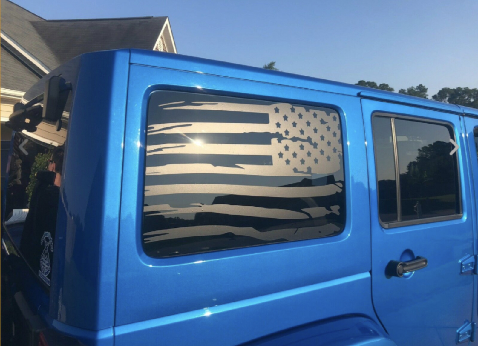 Distressed American Flag Window Decals For 07-24 Jeep Wrangler JK JKU JL JLU