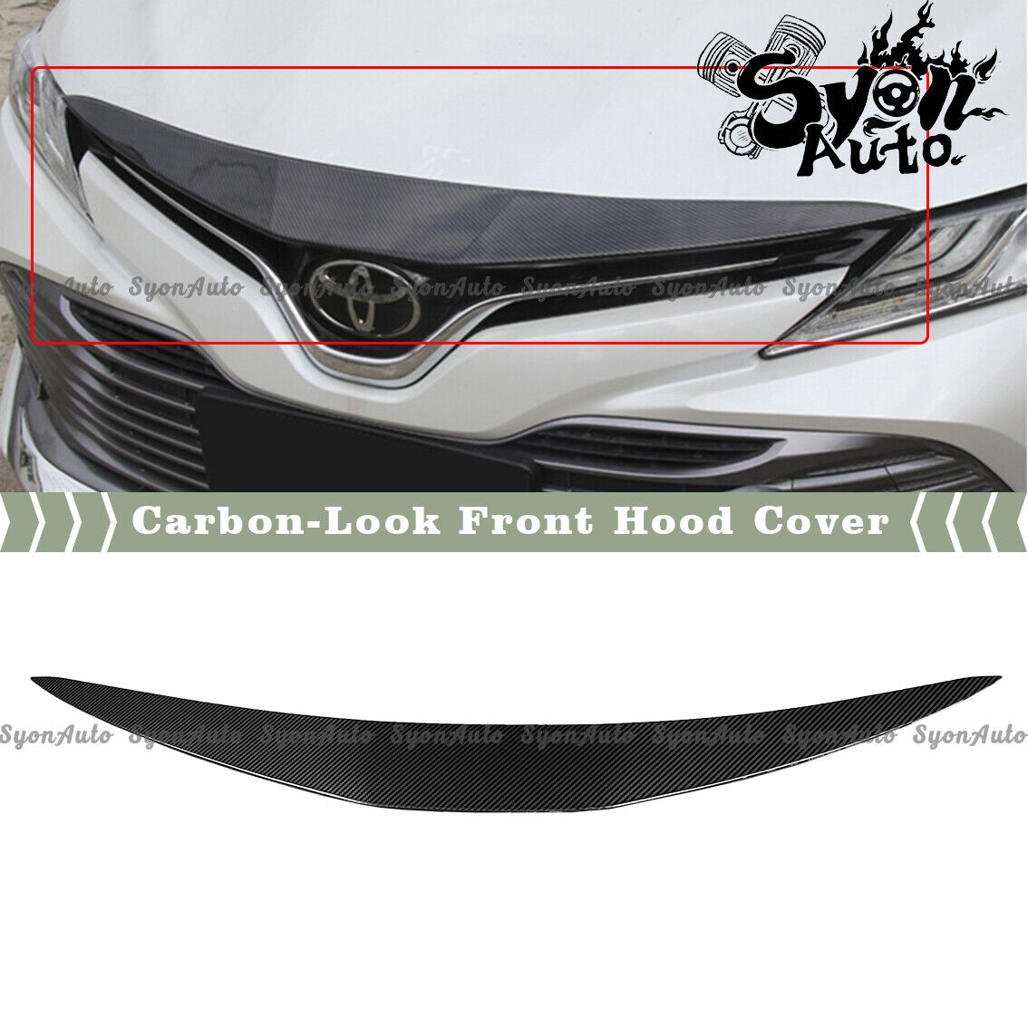 FITS 18-2020 TOYOTA CAMRY CARBON-LOOK FRONT BUMPER HOOD GRILL TRIM COVER GARNISH