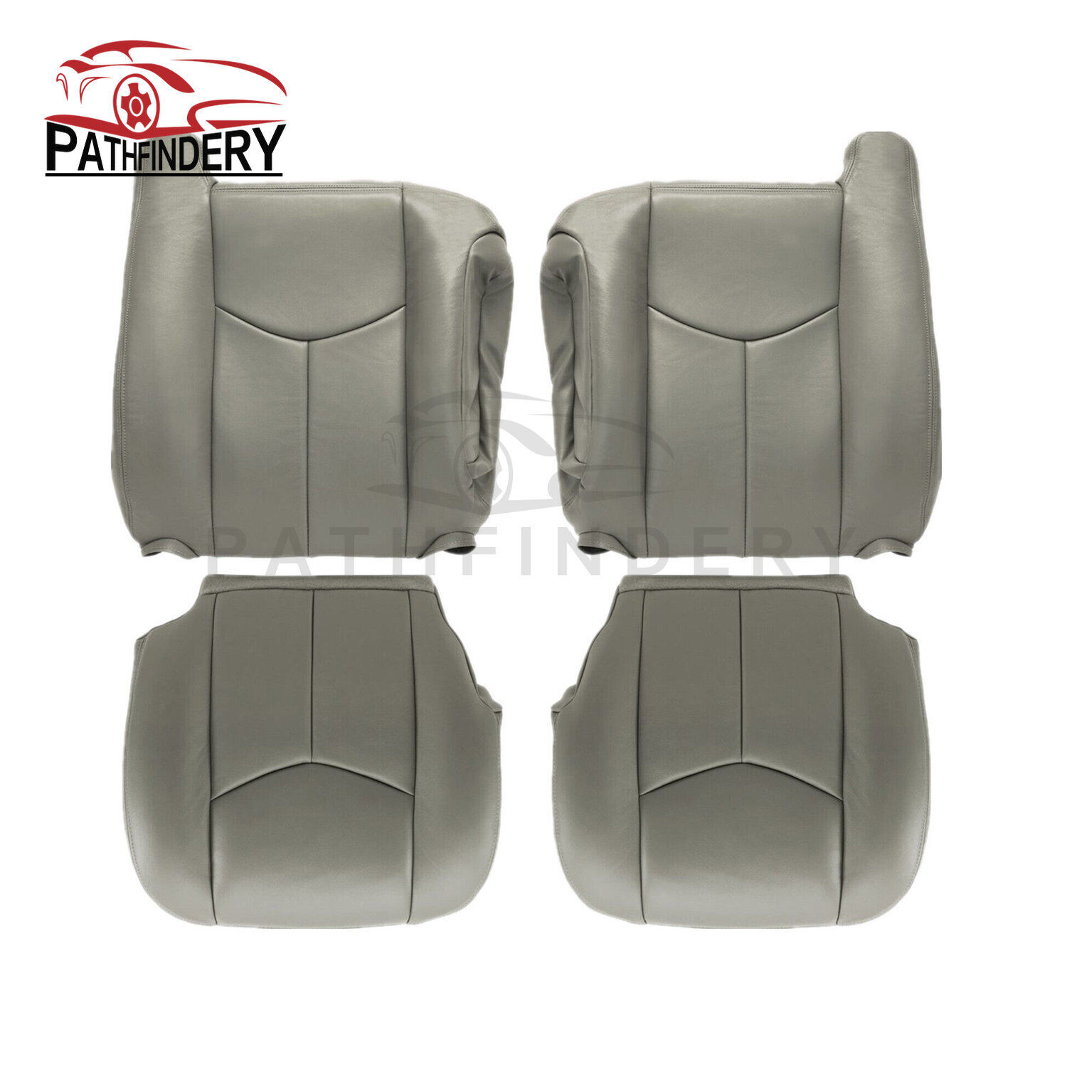 Front Leather Seat Cover Gray For 2003 2004 2005-2007 Chevy Silverado GMC Sierra