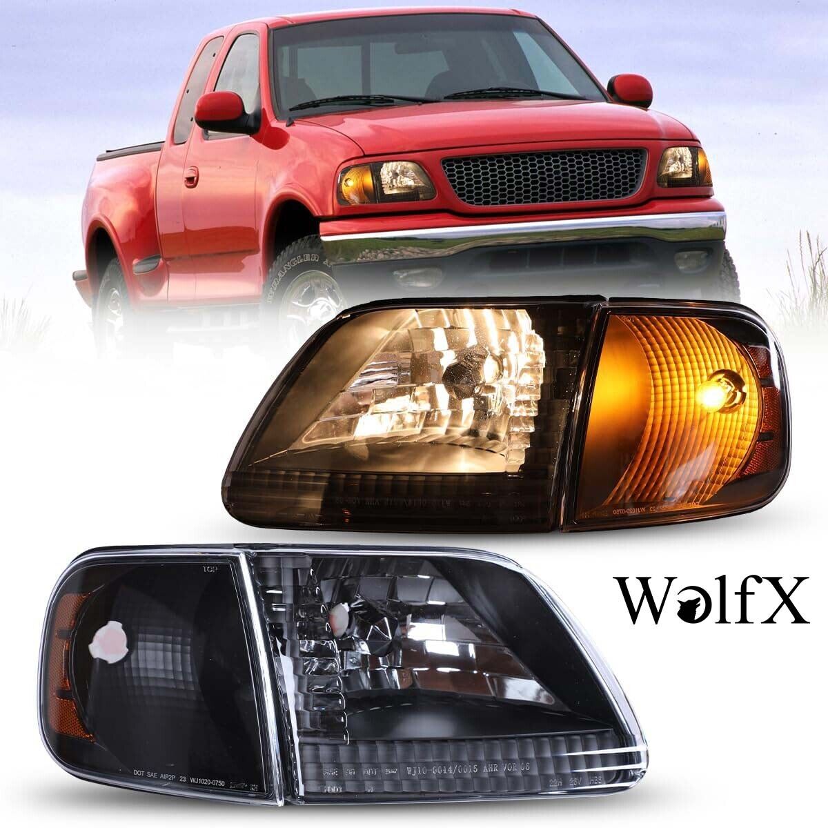 For 1997-2003 Ford F-150/1997-2002 Expedition Headlights Black Corner Headlamps
