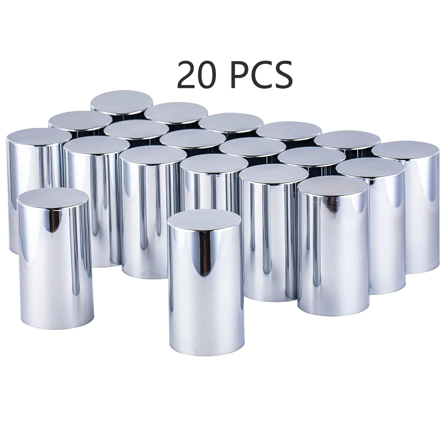 20PCS 33mm Lug Nut Covers Chrome ABS Long Thread-On Cylinder Fits Semi Truck