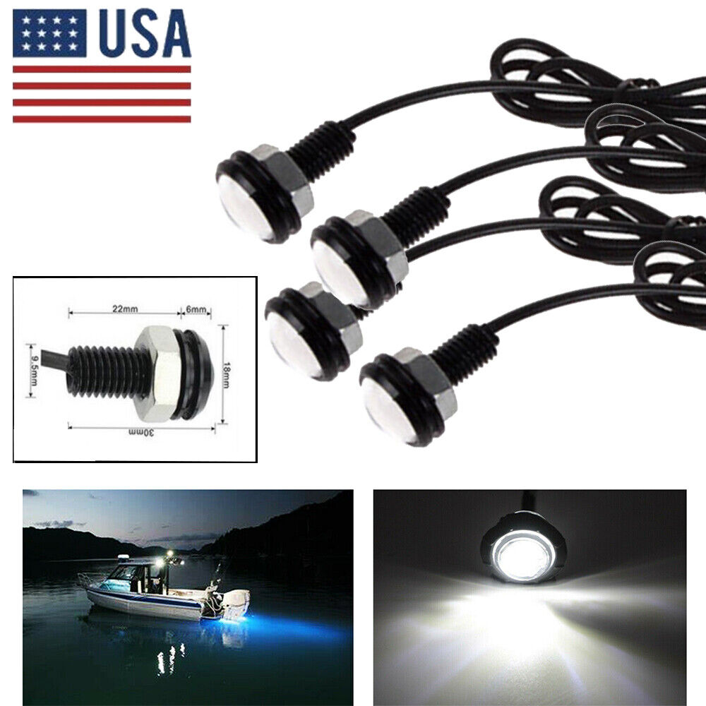 White LED Thru-wall Submersible Waterproof Livewell Bait Courtesy Boat Lights