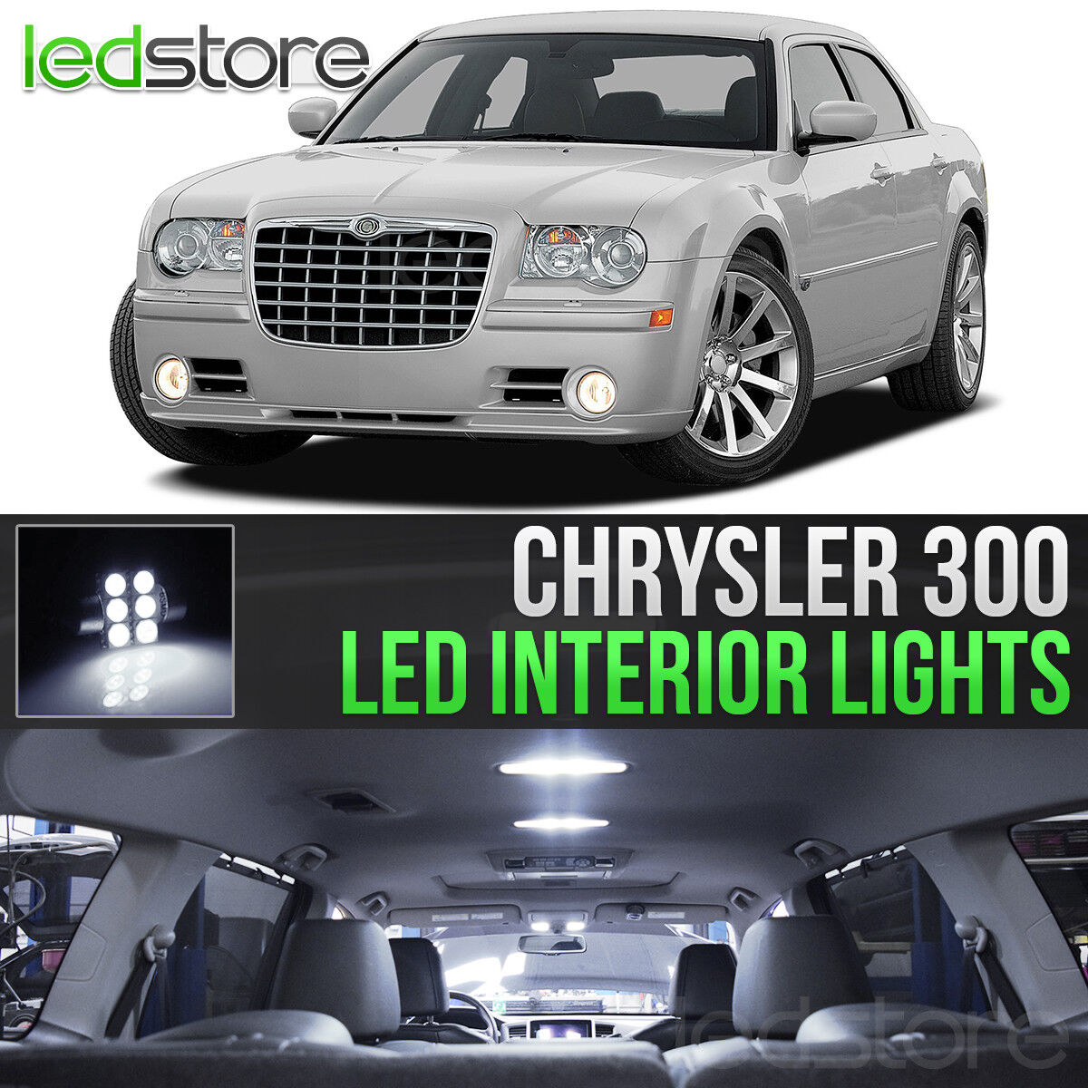 2005-2010 Chrysler 300 White Interior LED Lights Kit Package