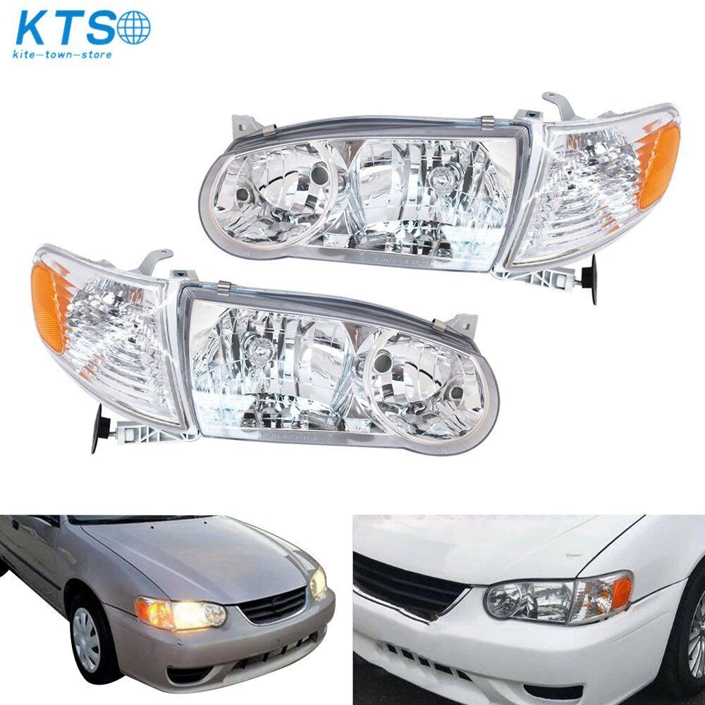 Fit For 2001-2002 Toyota Corolla Headlights w/Corner Signal Lamp Right&Left Side
