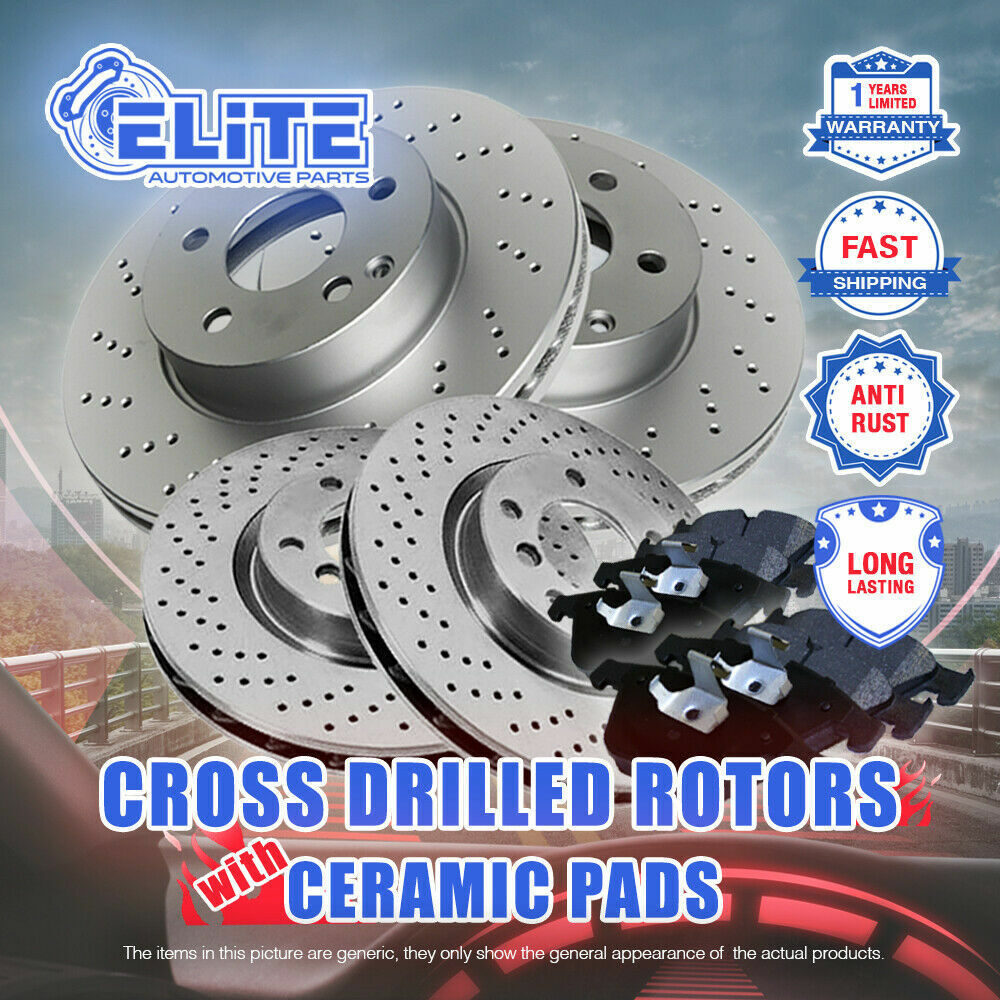 F+R Drilled Rotors & Ceramic Pads for 2005-2011 Audi A6 / A6 Quattro Rear Vented