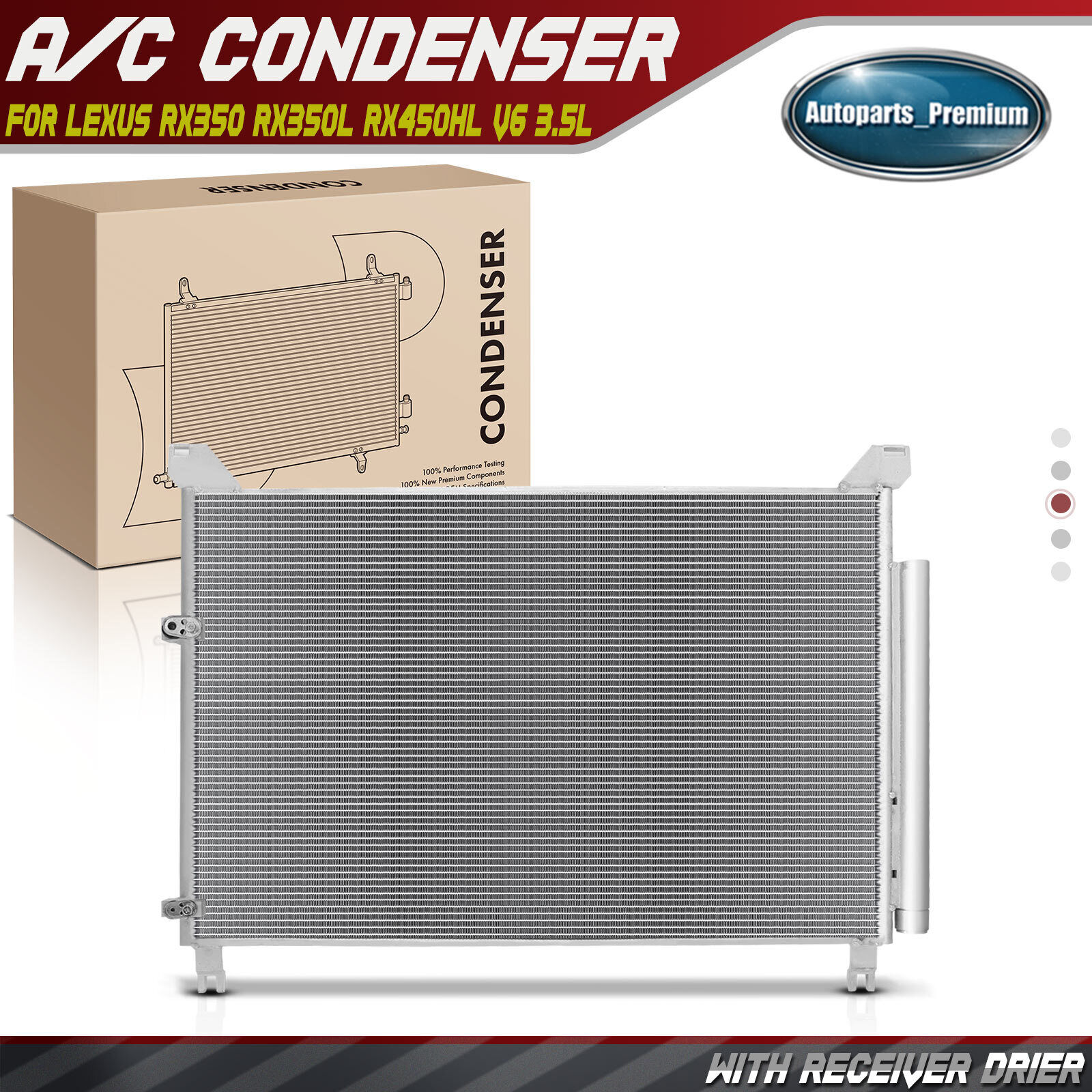 New A/C AC Condenser w/ Receiver Drier for Lexus RX350 RX350L RX450hL V6 3.5L
