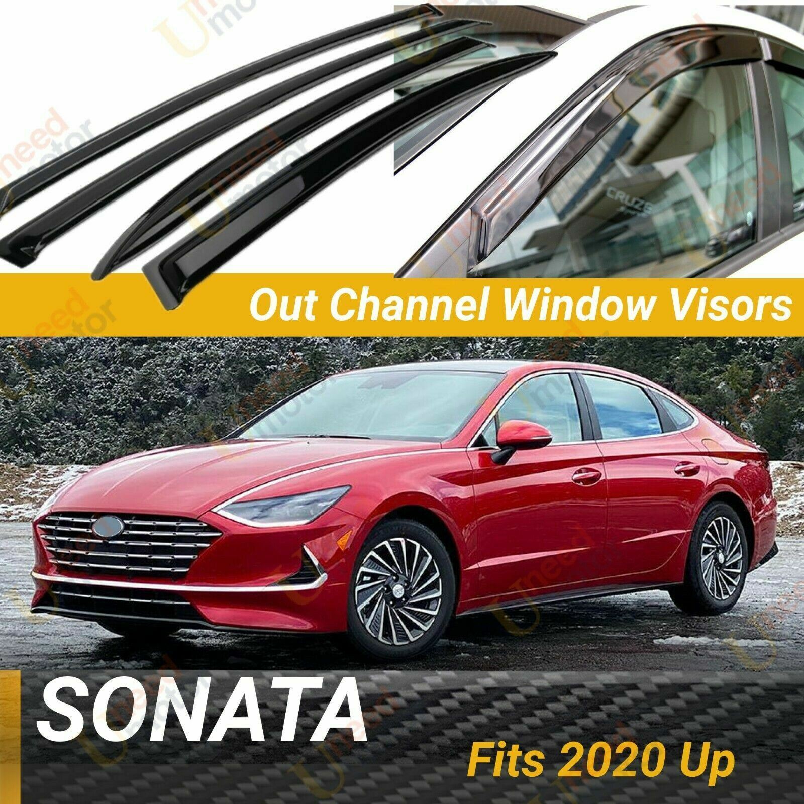 For Hyundai Sonata 2020- 2024 Window Visors Vent Sun Rain Guards Wind Deflectors