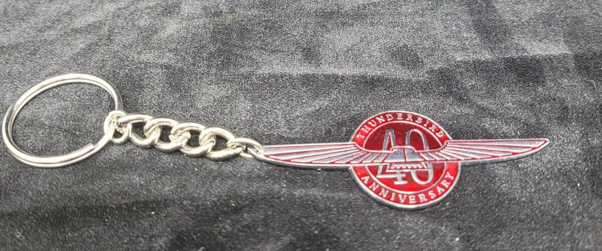 FORD THUNDERBIRD 40th ANNIVERSARY COMMEMORATIVE Key Fob with chain Attachment