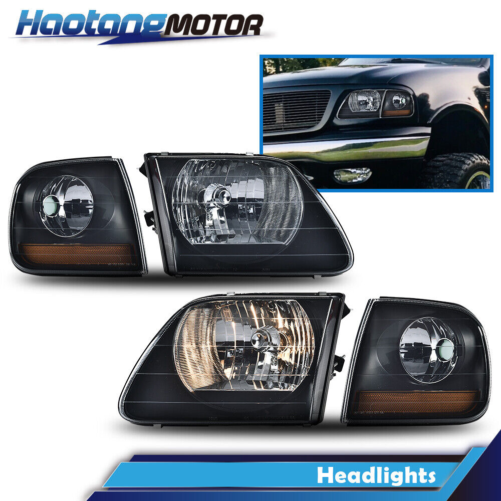 Fit For 97-03/02 Ford F-150 Expedition Lightning Style Headlight W/ Corner Lamps