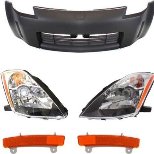 New Set of 5 Front Bumper Cover Kit Fits 03-05 Nissan 350Z