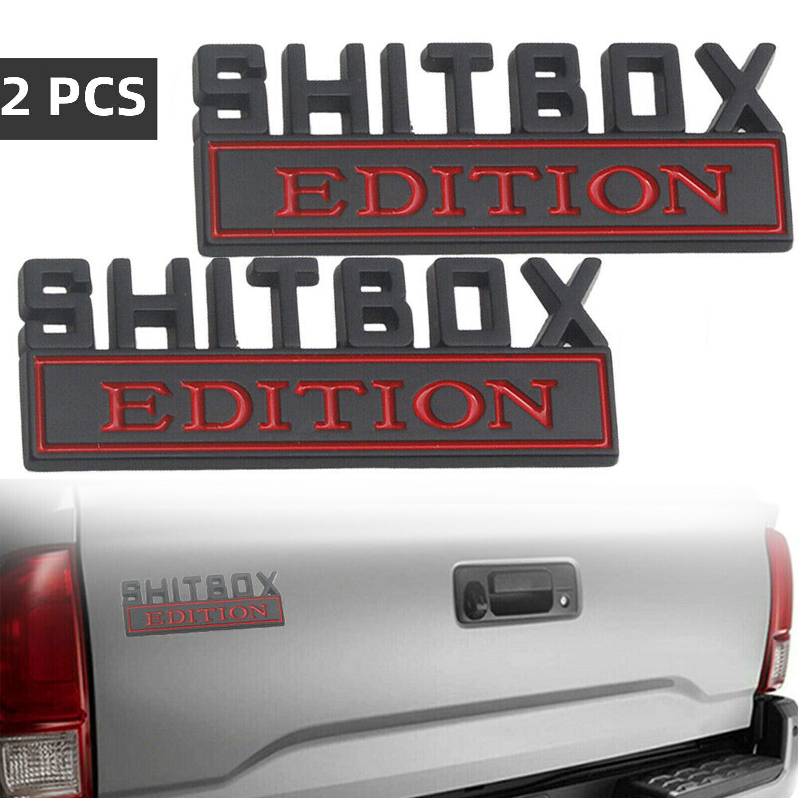 SHITBOX EDITION  2pcs  Emblem Decal Badge Stickers for GM GMC Chevy Car Truck 3D