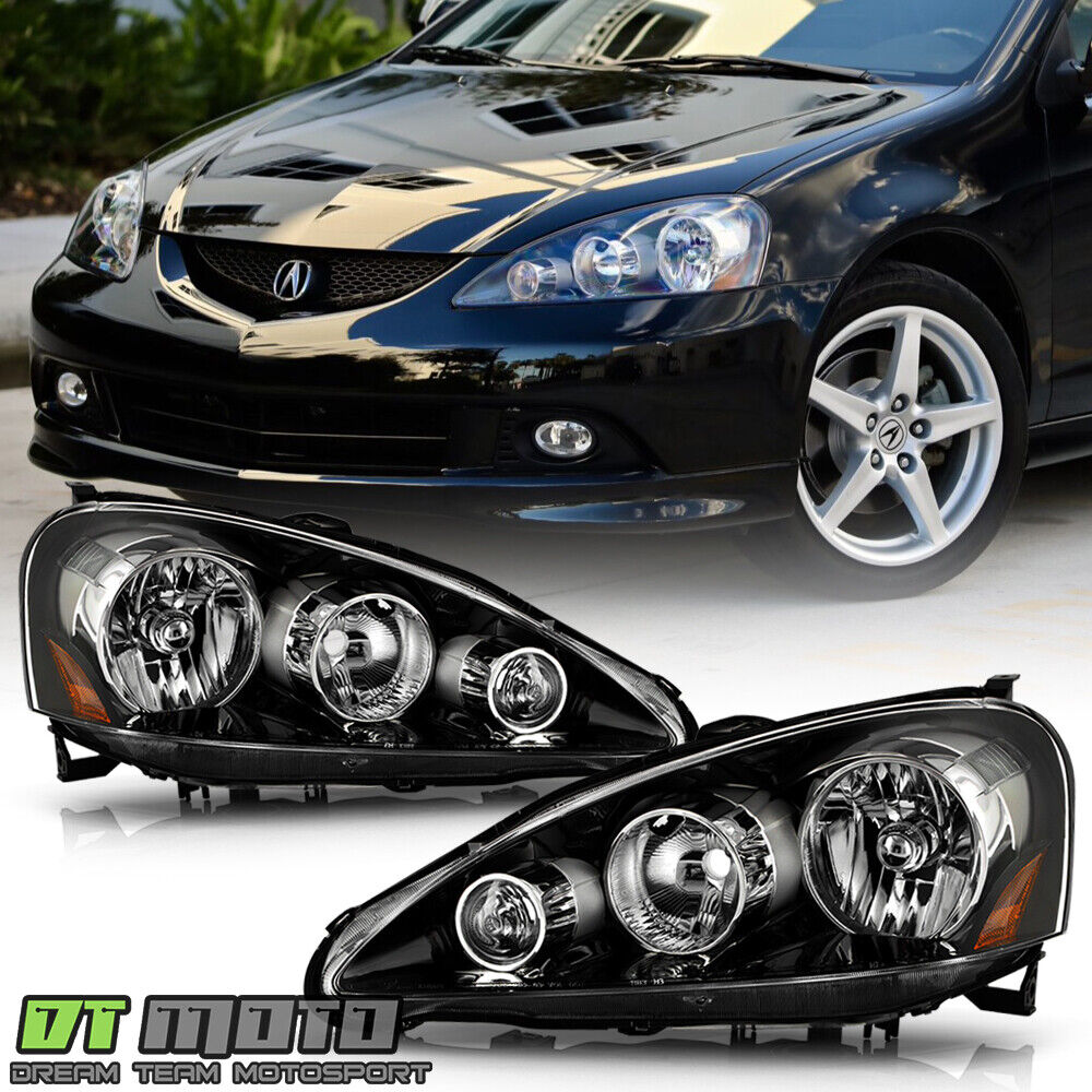 Black 2005-2006 Acura RSX Headlights Headlamps Pair Left+Right Replacement 05-06