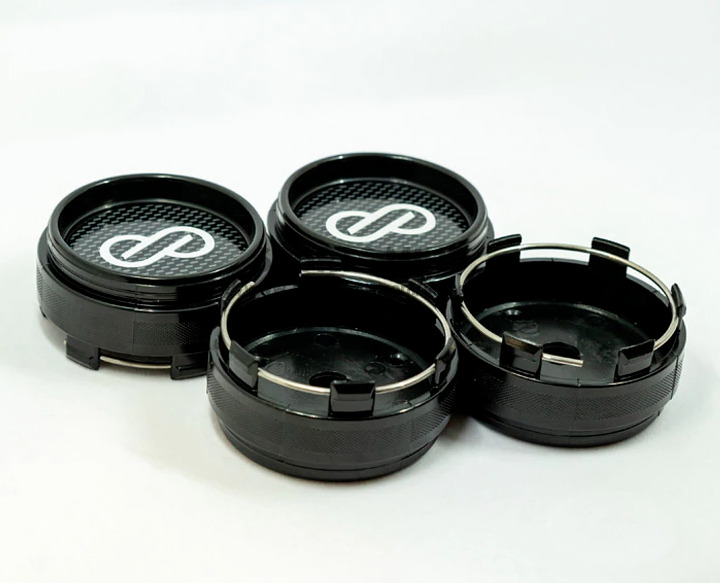 BRAND NEW 4X 66mm Enkei Hubcaps Rim Caps Wheel Center Caps Badges Black Carbon