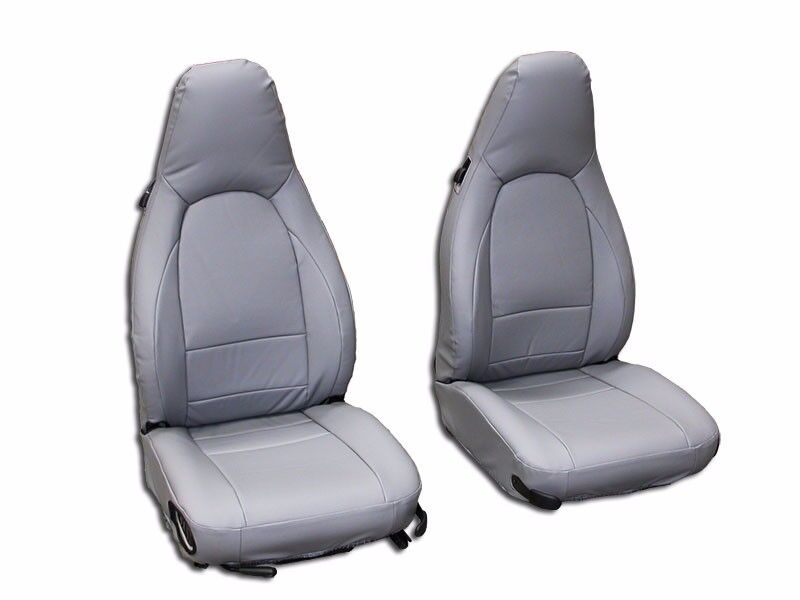 PORSCHE BOXSTER 1997-2004 GREY S.LEATHER CUSTOM MADE FIT FRONT SEAT COVERS