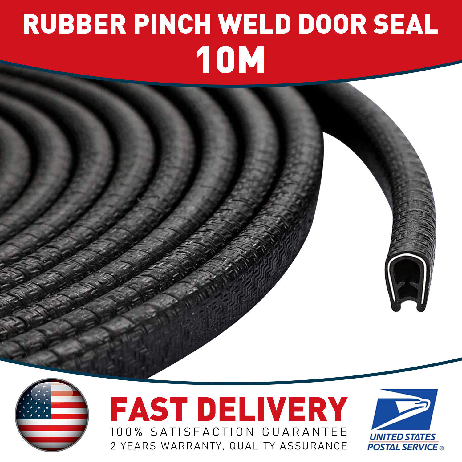 32ft/10M U Shape Rubber Seal Trim Moulding Strip Car Door Edge Lock Protector