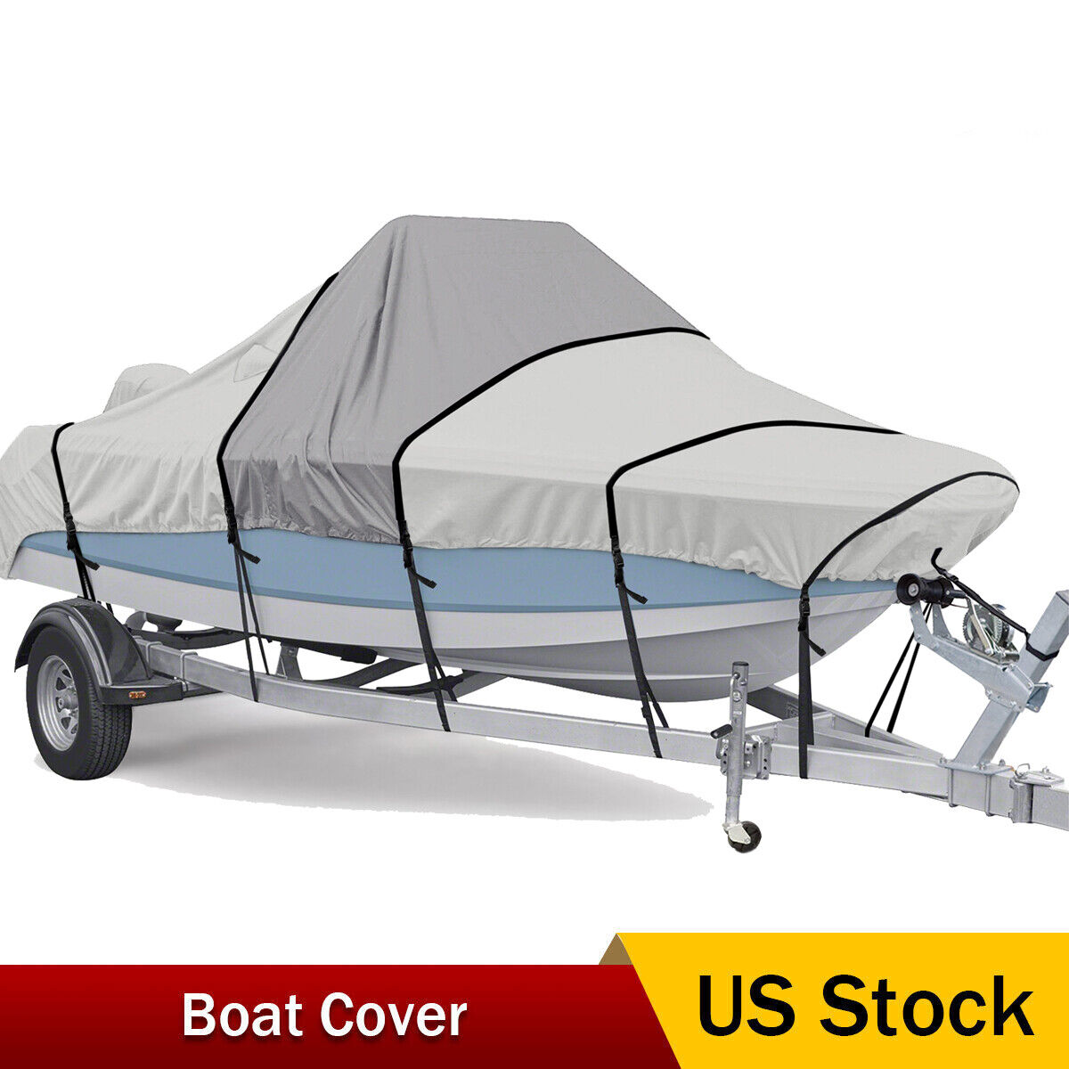 1200D Boat Cover Heavy Duty Center Console Boat Cover for 17-19ft w/ Motor Cover