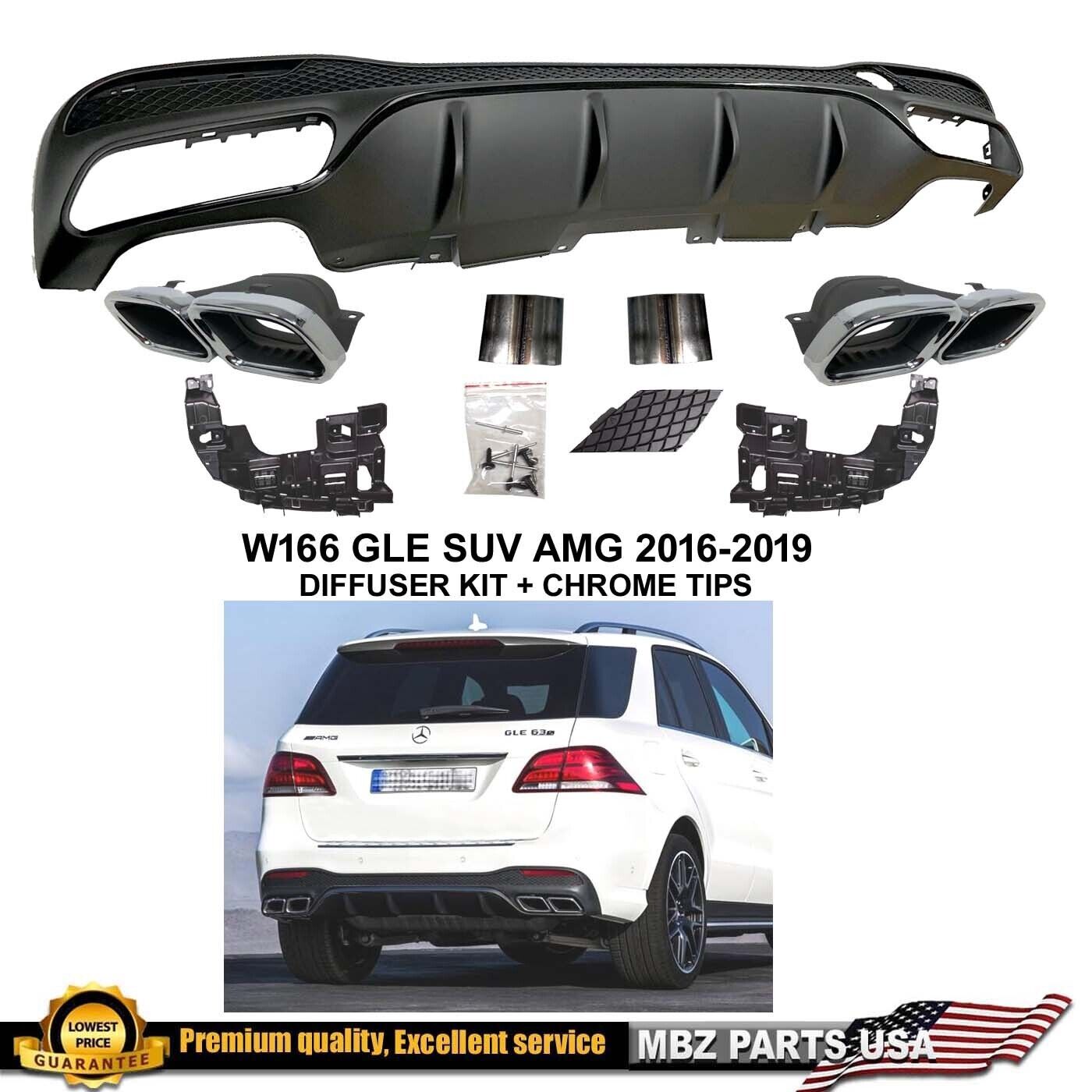 GLE63 SUV W166 Diffuser + Tips Chrome 2015 2017 2018 2019 GLE400 GLE350 GLE43