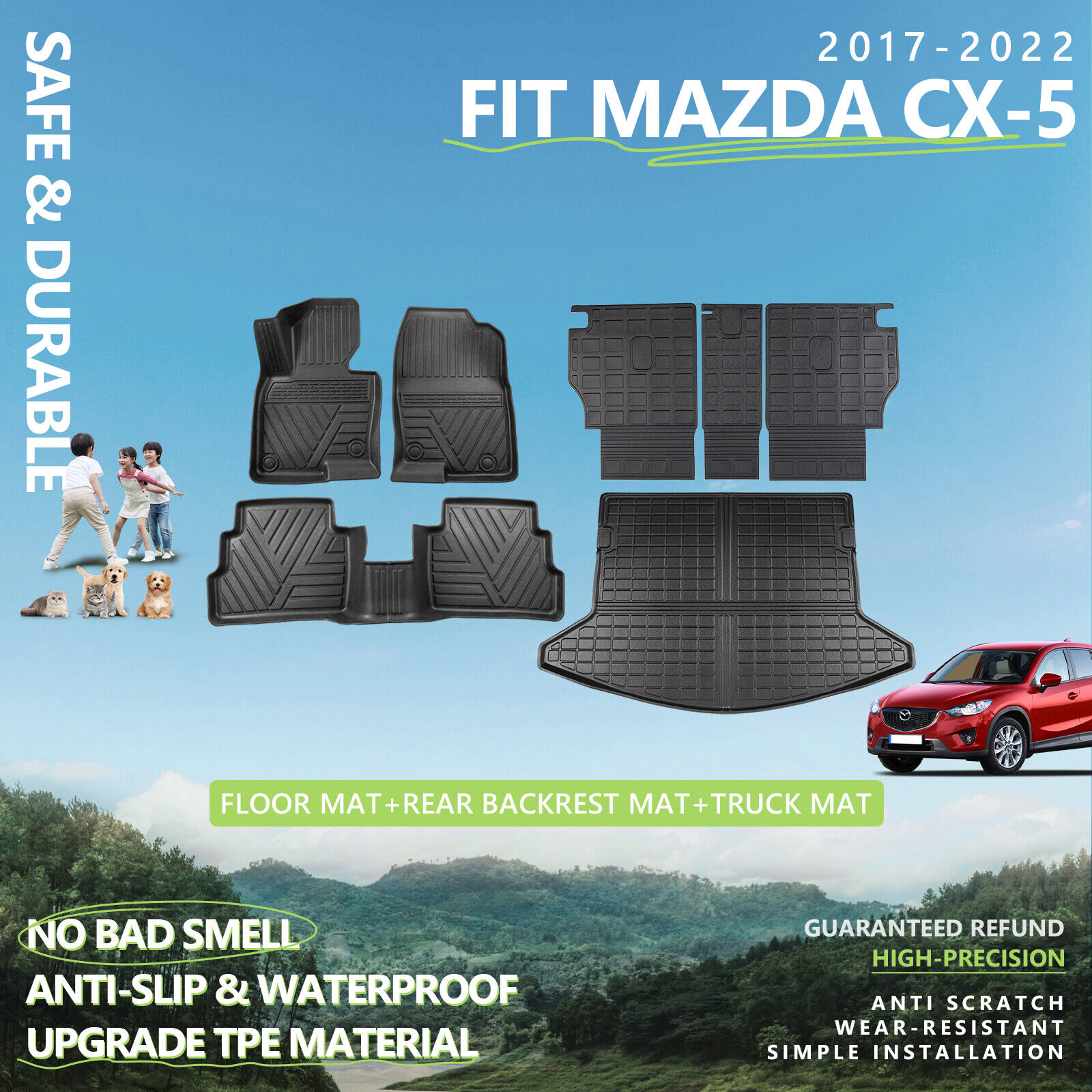 For 2017-2022 Mazda CX-5 Floor Mats Cargo Mats Backrest Mats Trunk Liners TPE